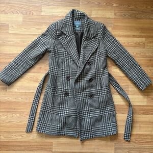 Plaid Double-Breasted Pea Coat
